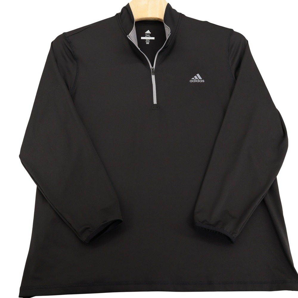 Adidas Golf Mens 2XL Black Quarter Zip Pullover Long Sleeve Shirt RN88387